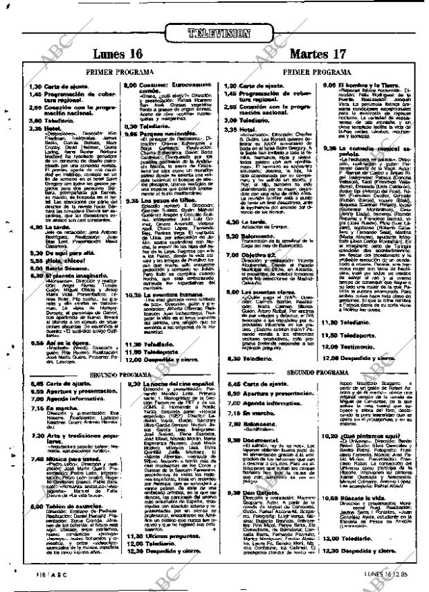 ABC MADRID 16-12-1985 página 118