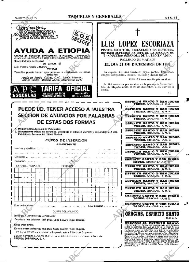 ABC MADRID 24-12-1985 página 83