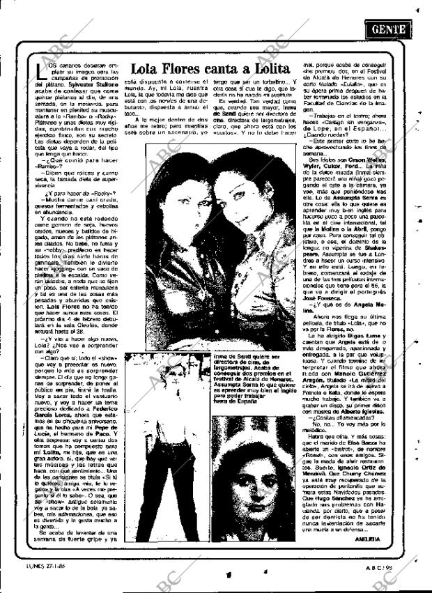 ABC MADRID 27-01-1986 página 93