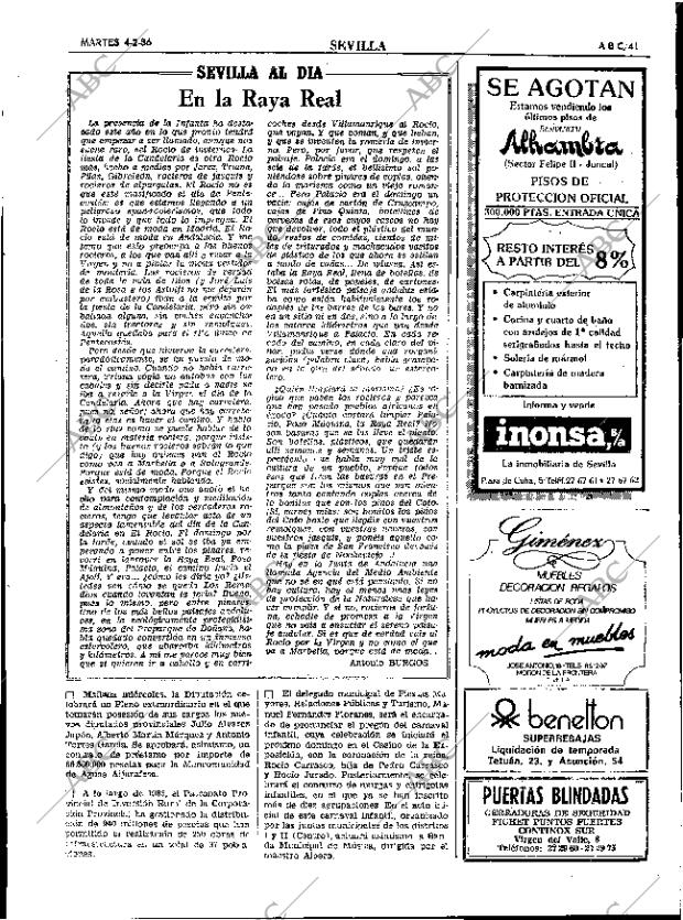 ABC SEVILLA 04-02-1986 página 41