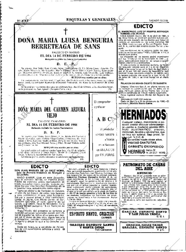 ABC MADRID 15-02-1986 página 84