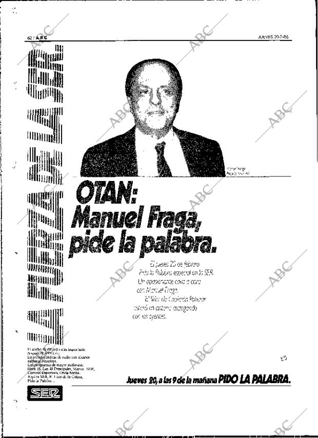 ABC MADRID 20-02-1986 página 62