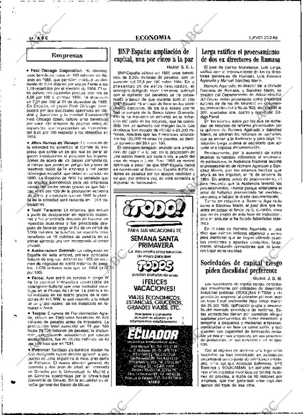 ABC MADRID 20-02-1986 página 64