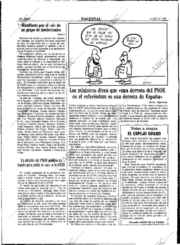 ABC MADRID 24-02-1986 página 20