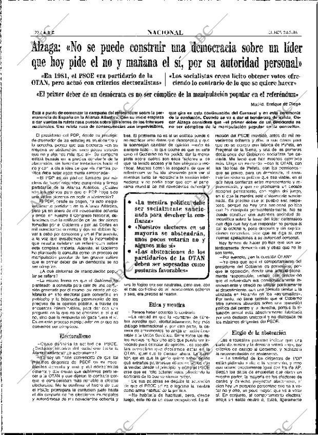 ABC MADRID 24-02-1986 página 22