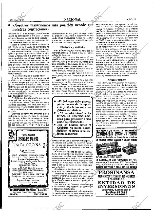 ABC MADRID 24-02-1986 página 23