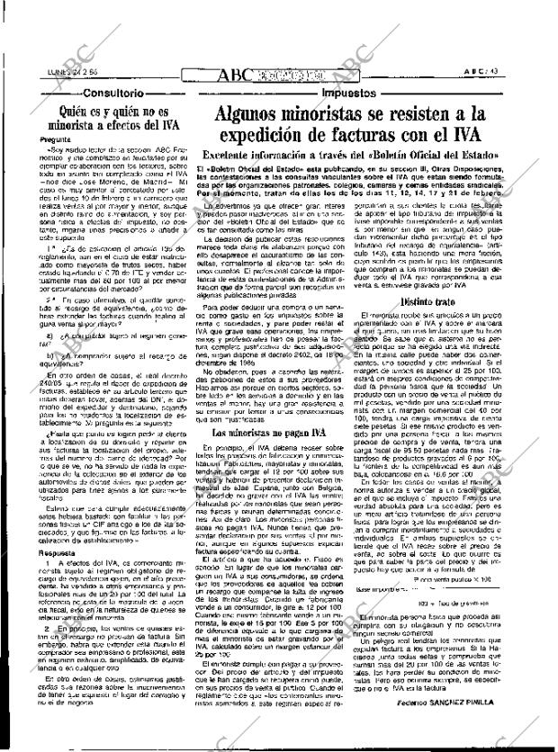 ABC MADRID 24-02-1986 página 43