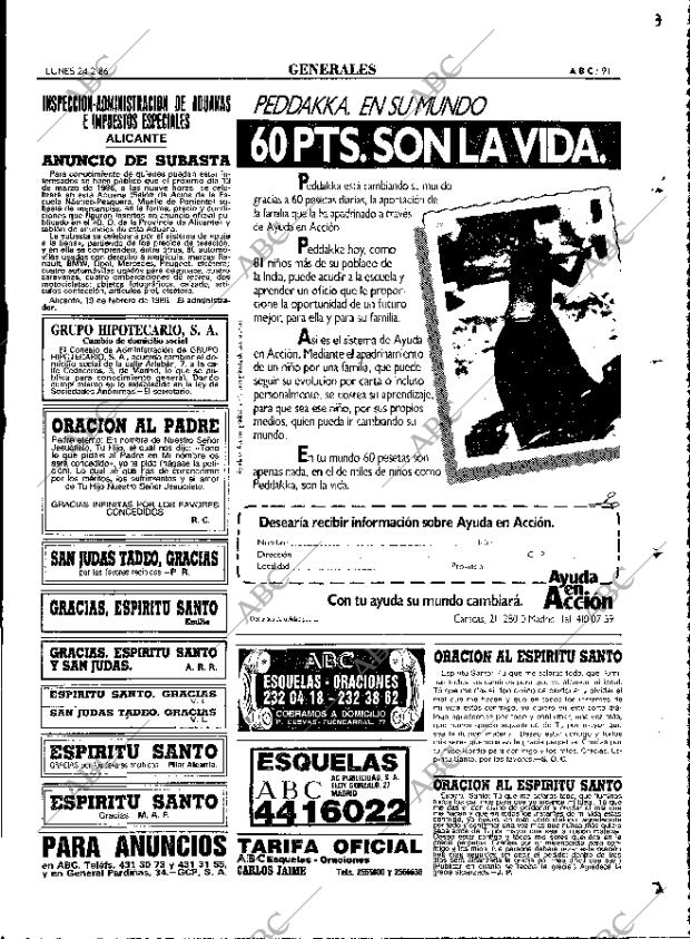 ABC MADRID 24-02-1986 página 91