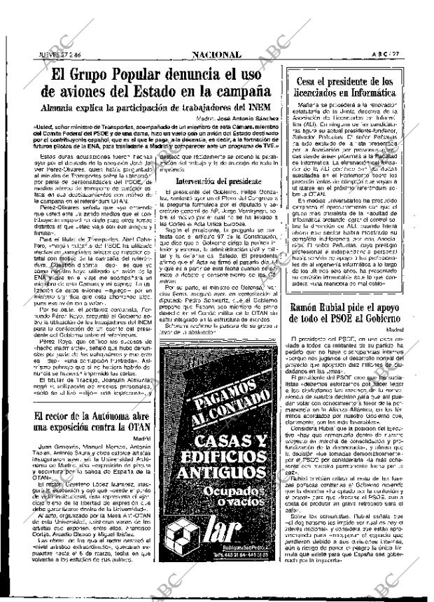 ABC MADRID 27-02-1986 página 27