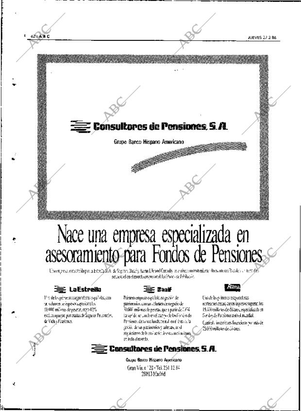ABC MADRID 27-02-1986 página 62
