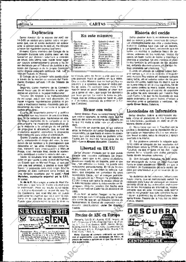 ABC MADRID 15-03-1986 página 14