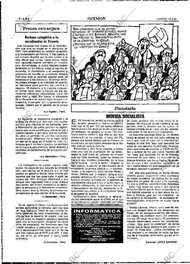ABC MADRID 18-03-1986 página 18