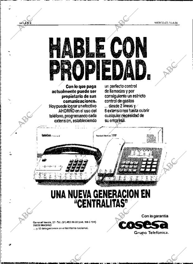 ABC MADRID 16-04-1986 página 64