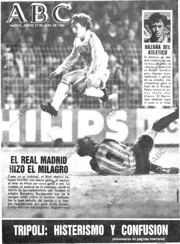 Periódico ABC MADRID 17-04-1986,portada - Archivo ABC