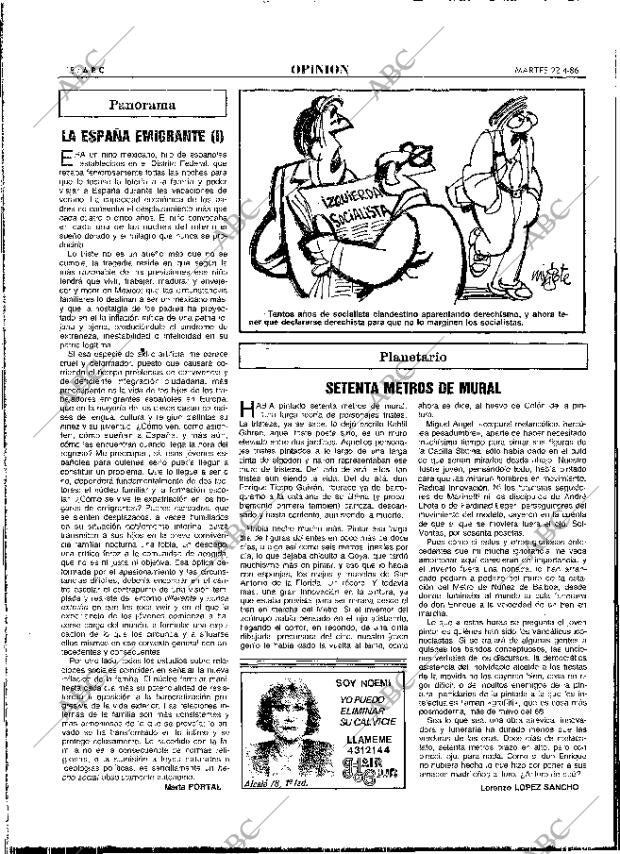 ABC MADRID 22-04-1986 página 18