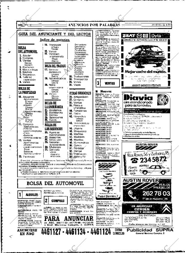 ABC MADRID 22-04-1986 página 92