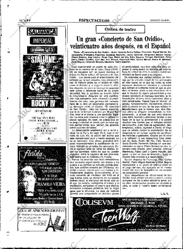 ABC MADRID 26-04-1986 página 92