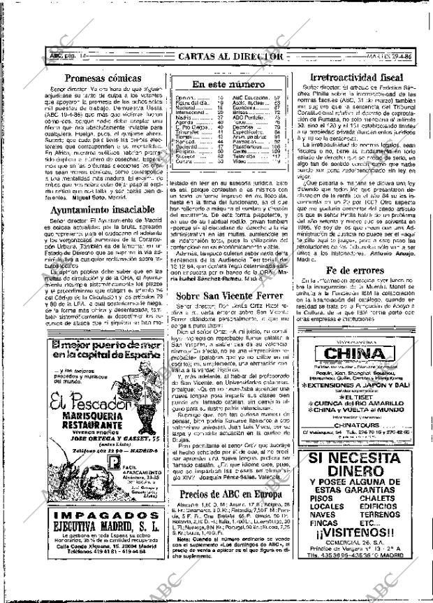 ABC MADRID 29-04-1986 página 14