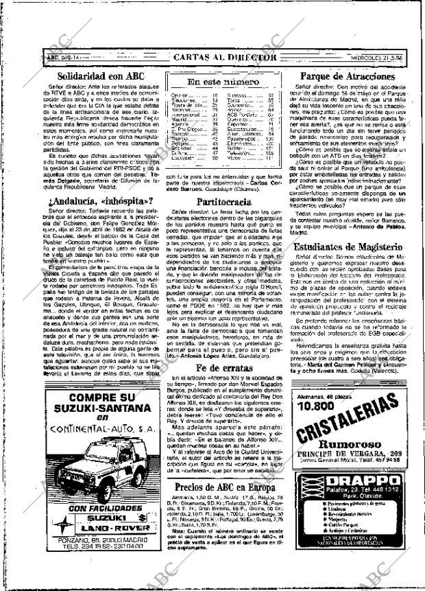 ABC MADRID 21-05-1986 página 14