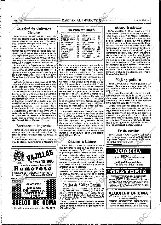 ABC MADRID 22-05-1986 página 22