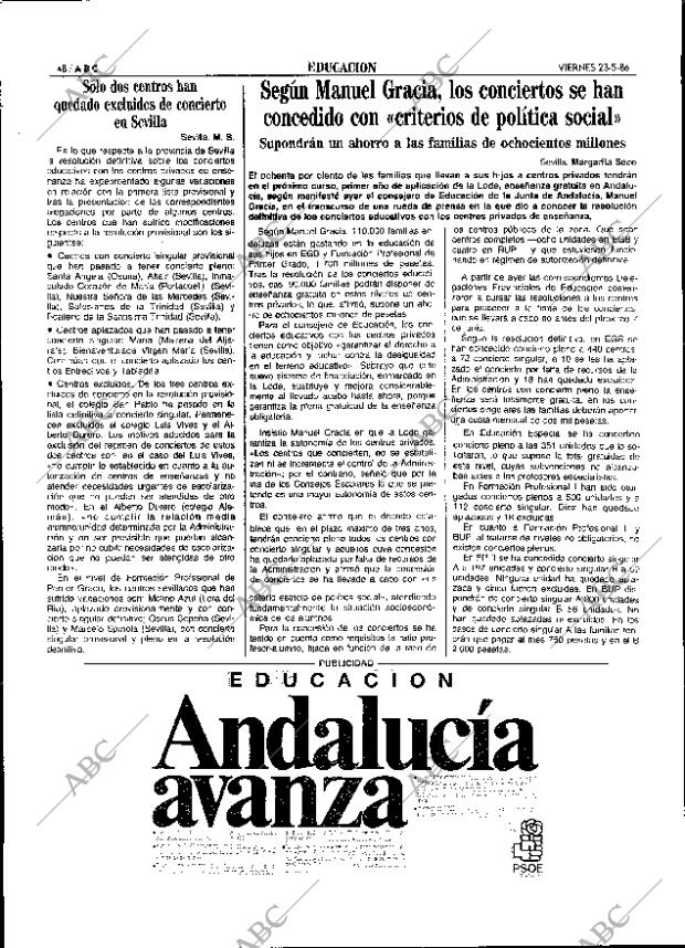 ABC SEVILLA 23-05-1986 página 48