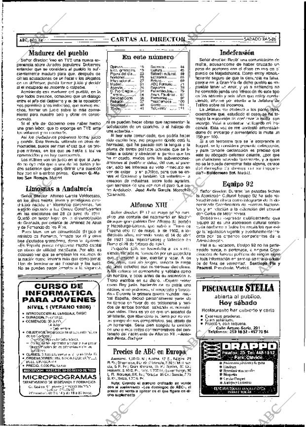 ABC MADRID 24-05-1986 página 14