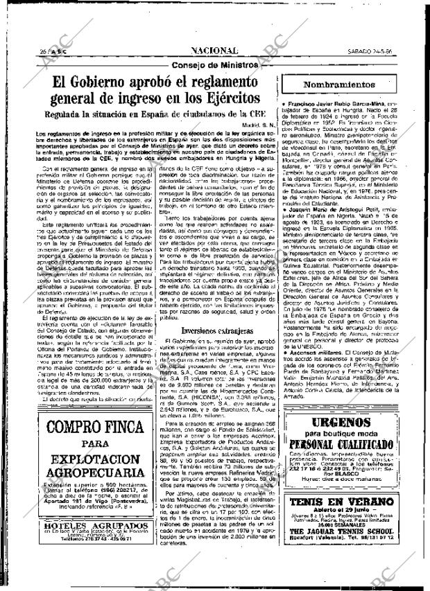 ABC MADRID 24-05-1986 página 26