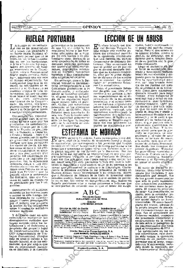 ABC MADRID 27-05-1986 página 15