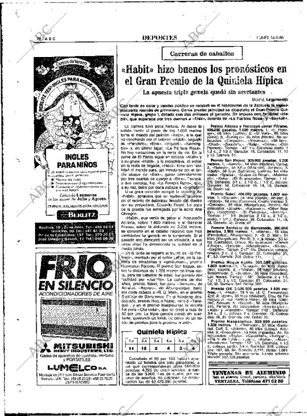 ABC MADRID 16-06-1986 página 78