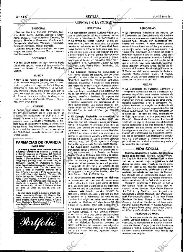 ABC SEVILLA 16-06-1986 página 28