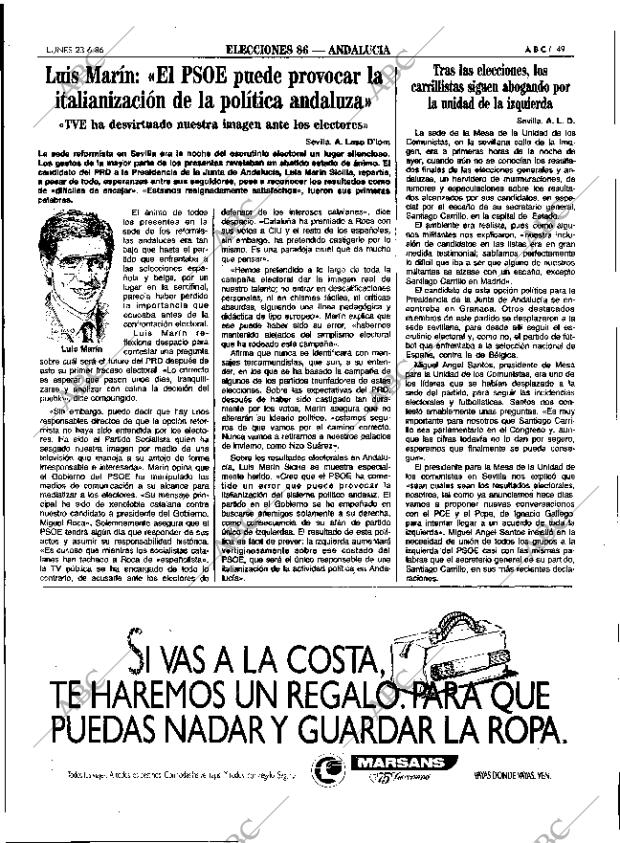 ABC SEVILLA 23-06-1986 página 49