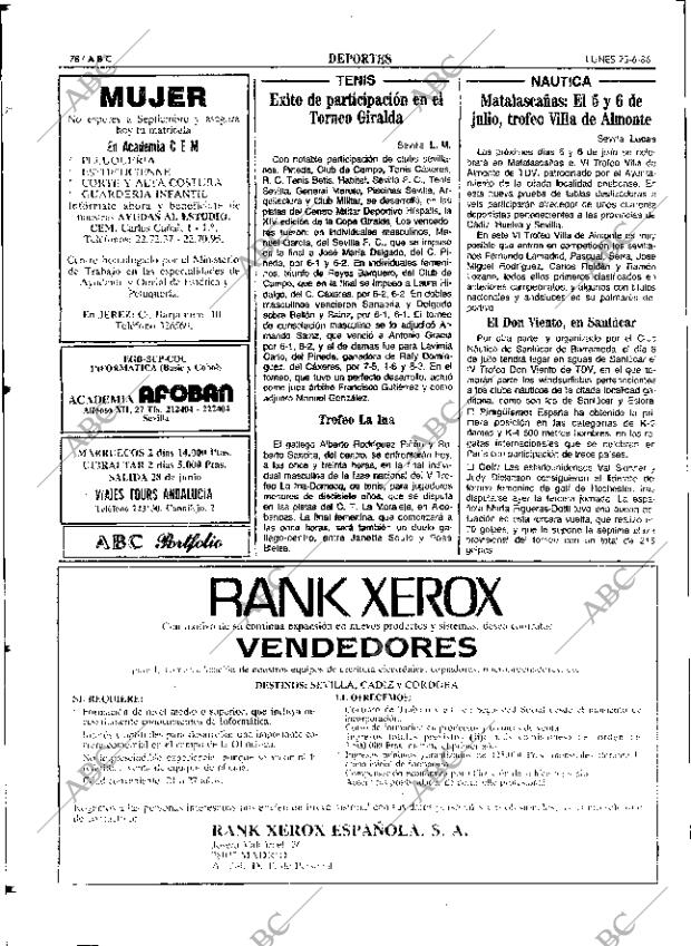 ABC SEVILLA 23-06-1986 página 78