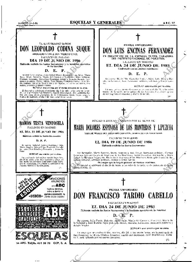 ABC MADRID 24-06-1986 página 97