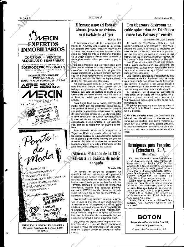 ABC SEVILLA 26-06-1986 página 54