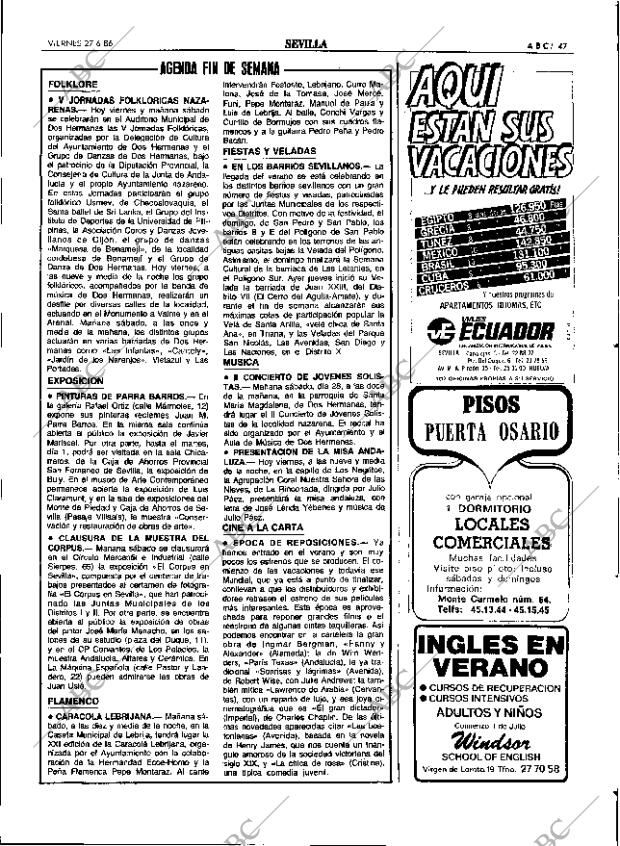 ABC SEVILLA 27-06-1986 página 47