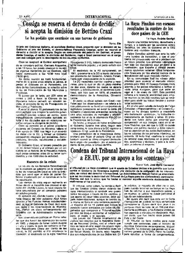 ABC SEVILLA 28-06-1986 página 22