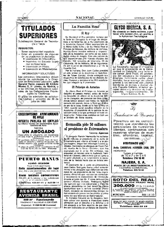 ABC MADRID 13-07-1986 página 22