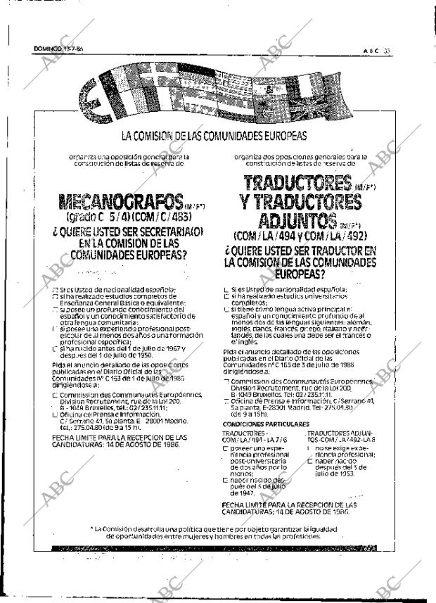 ABC MADRID 13-07-1986 página 33