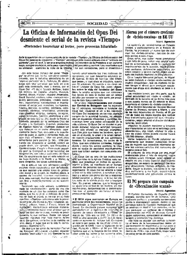 ABC MADRID 13-07-1986 página 62