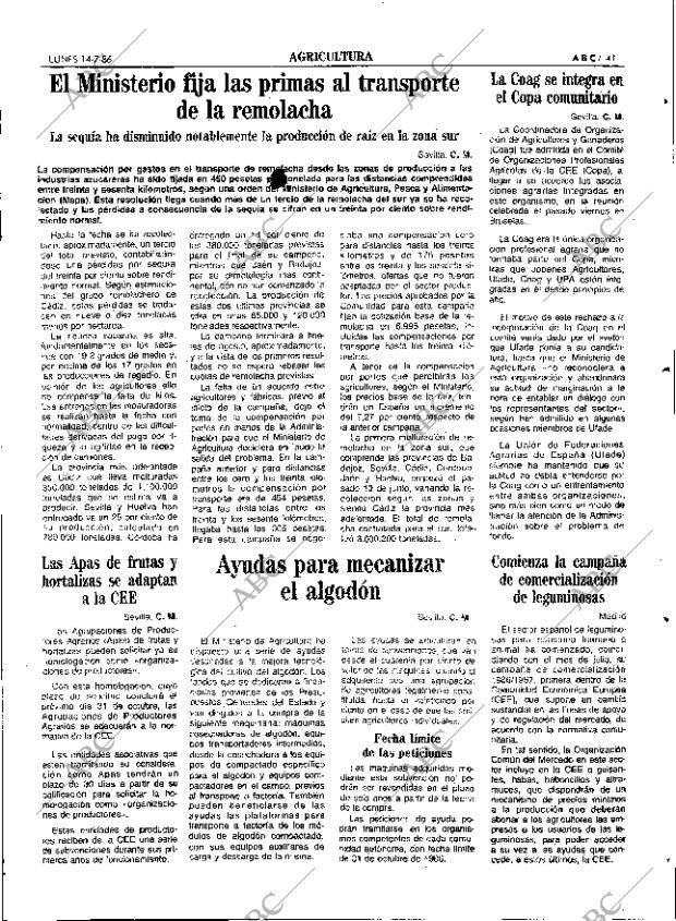 ABC SEVILLA 14-07-1986 página 41