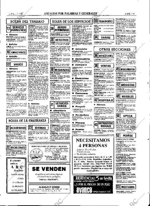 ABC SEVILLA 14-07-1986 página 51