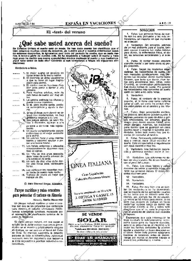 ABC MADRID 22-07-1986 página 39