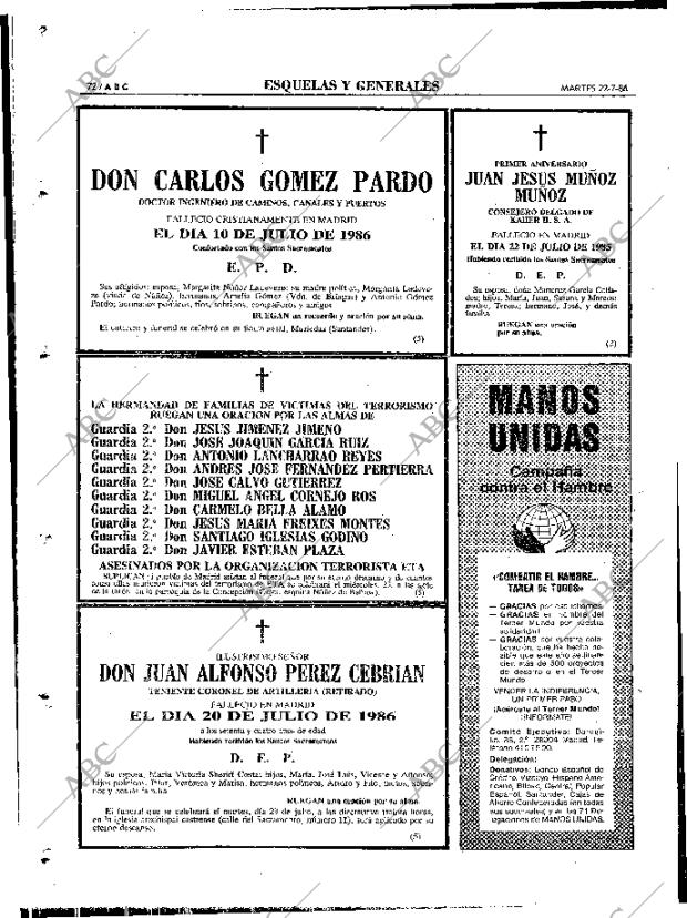 ABC MADRID 22-07-1986 página 72