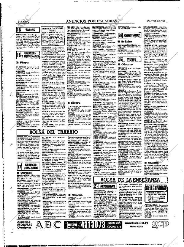ABC MADRID 22-07-1986 página 84