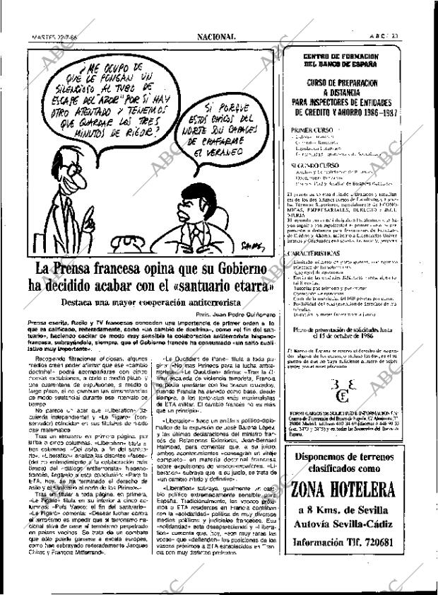 ABC SEVILLA 22-07-1986 página 23