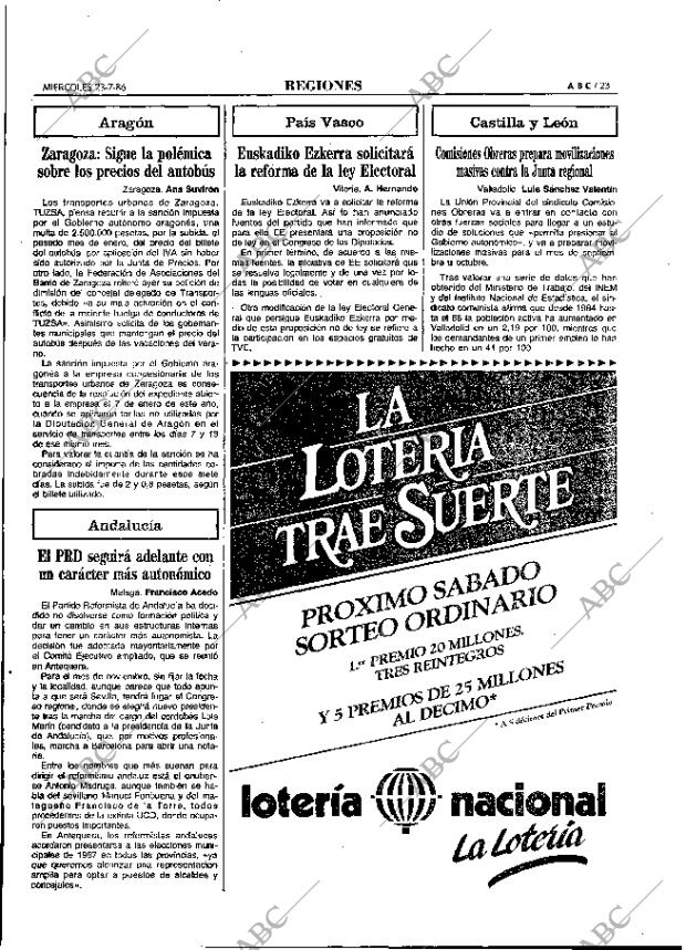 ABC MADRID 23-07-1986 página 23