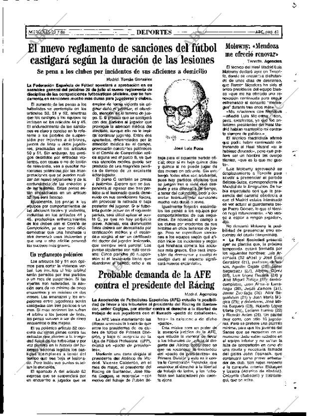 ABC MADRID 23-07-1986 página 61