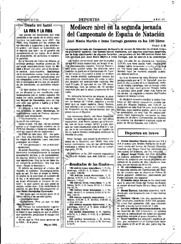 ABC MADRID 23-07-1986 página 63