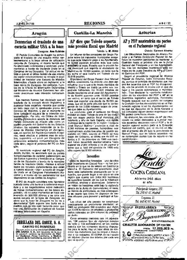 ABC MADRID 24-07-1986 página 23