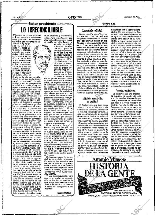 ABC MADRID 25-07-1986 página 12